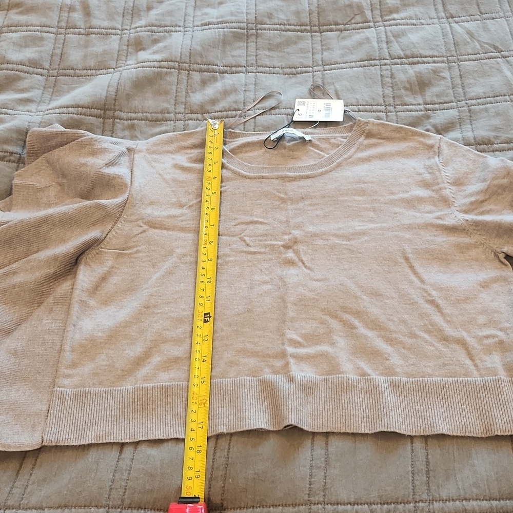 Zara Cropped Crew Neck Gray Sweater Size M, New With Tags! - Picture 9 of 9